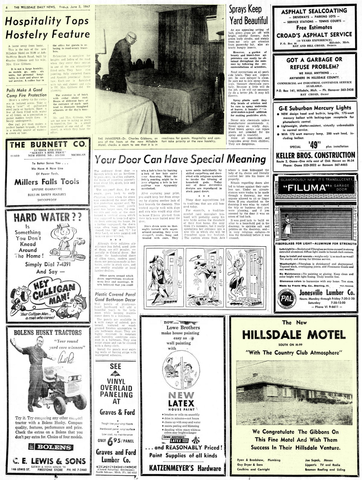Baw Beese Inn (Hillsdale Motel) - June 2 1967 Article And Ad (newer photo)